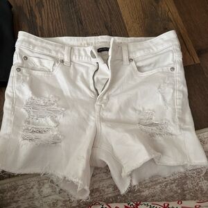 American Eagle Outfitters White Ripped Jean Shorts